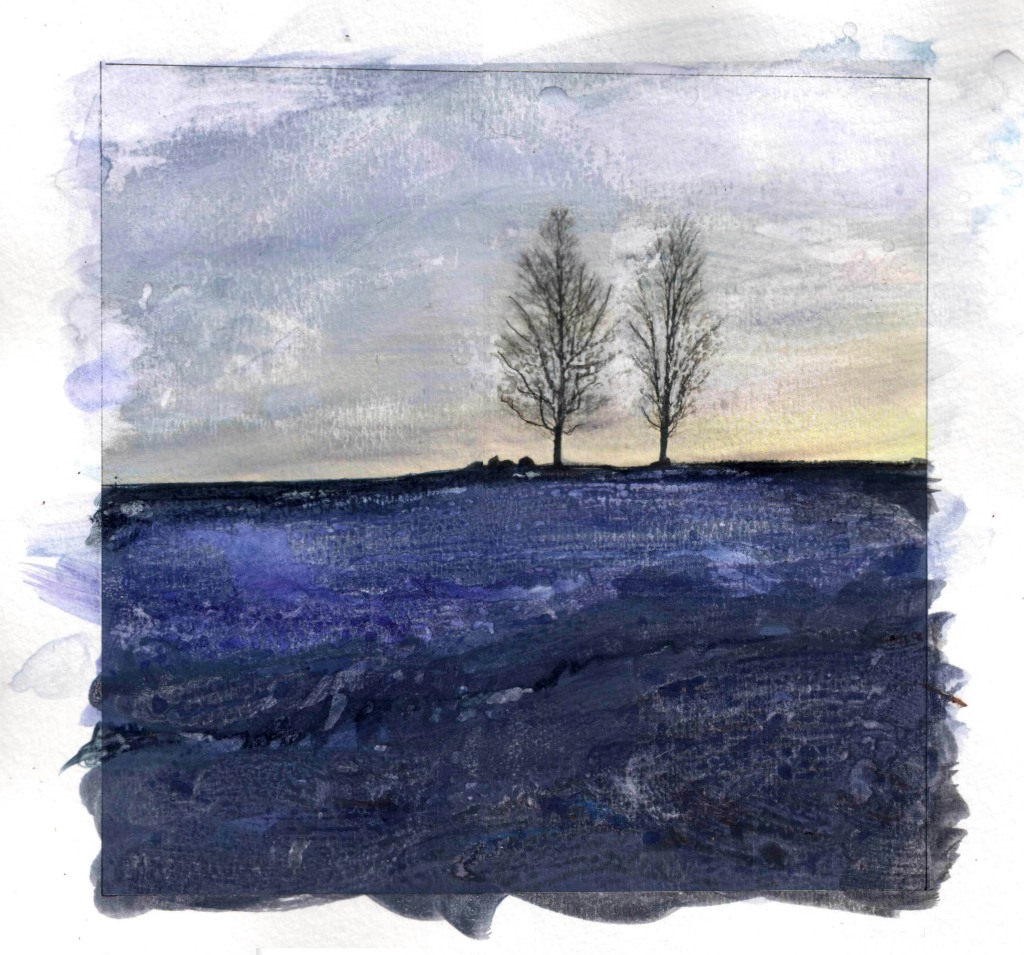 watercolor sketch two trees